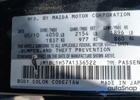 2010 Mazda Mazda3 S Sport z USA, uszkodzony, nr VIN JM1BL1H57A1336522